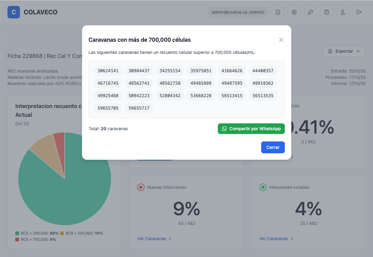 Detalle de una ficha de control